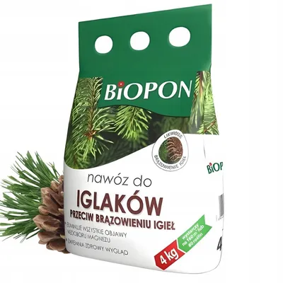 Zdjęcie produktu dla Nawóz do iglaków przeciw brązowieniu igieł Biopon 4 kg