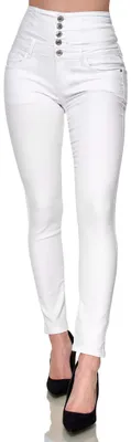 Imagen del producto de Elara Damen Jeans ajustadas de talle alto, corte skinny, tejido elástico, modelo Chunkyrayan, color blanco, talla 38 (M)
