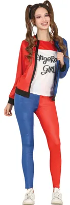 Produktbild von Clown Bösewicht Kostüm Halloween Harlekin Superheld Verkleidung Mr Smile Gruselig Spass Zeichentrick-Figur Jacke Hose Blau Rot Maskerade Streich Narren Spektakel, Größe: 14 - 16 Jahre Farbe: Blau