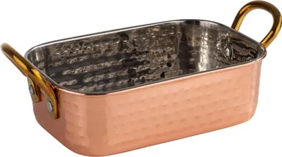 Produktbild von APS 40736 Servierpfanne MUMBAI, Edelstahl, gehämmerte Oberfläche, Kupfer-Look, 14,5 x 9,5 cm, Höhe 4,5 cm, 0,45 Liter
