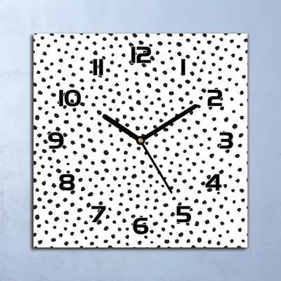 Produktbild von Wanduhr Echt-Glas-Küchenuhr Punkte Schwarz-Weiß Quarz 30x30 Deko Bilder