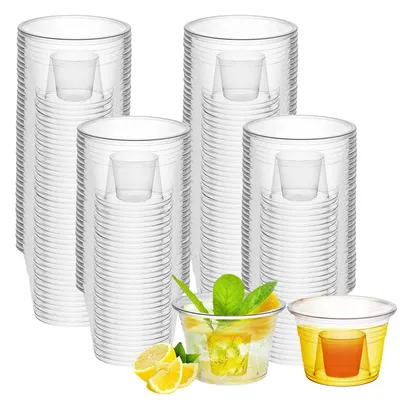 Kunststoff-Borrelgläser 100 Stück 175+25 ml transparent