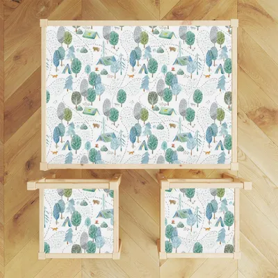 Zdjęcie produktu dla Naklejka na stolik IKEA LATT dla dzieci Obozowisko w Lesie