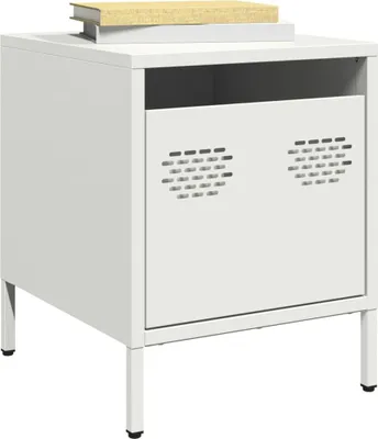Image de vidaXL Table de nuit blanc 35x39x43,5 cm acier