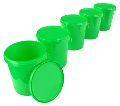 Produktbild von Eimer mit Deckel 16 L | Vorratseimer | Lebensmittelecht Grün | PP | 5 Stück