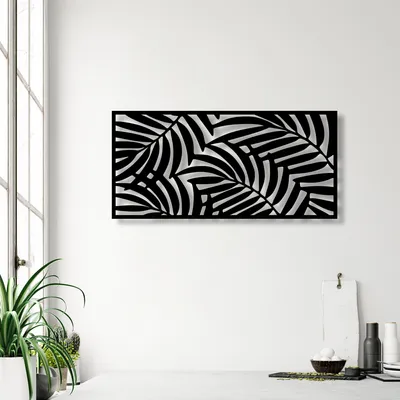 Immagine prodotto di Wallity, Pannello decorativo 4 - Nero, decorazione da parete, nero, metallo, 100 x 48 cm