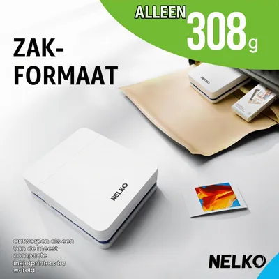 Zdjęcie produktu dla Drukarka fotograficzna kieszonkowa - 100 arkuszy - Biała - 2x3 cali - Bluetooth - Samoprzylepny papier fotograficzny