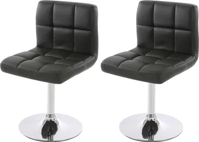 Immagine prodotto di set di 2 sedie per sala da pranzo Sedia girevole Sedia Kavala in Pelle finta cromo ~ nero