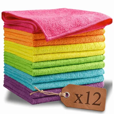 Produktbild von 12er Set Mikrofaser-Reinigungstücher 30 x 30 cm, 200 g/m², farbig
