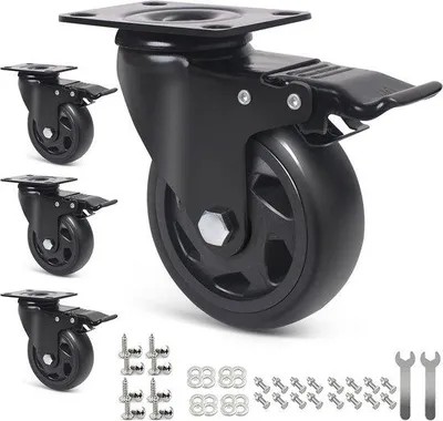 Obrázek produktu pro 100mm otočná kolečka s klouby a brzdou – kolečka pro plážový nábytek – nábytková kolečka – nosnost 600 kg