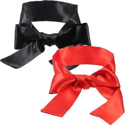Image de Masque de sommeil et de protection pour les yeux noir et rouge, tissu occultant, 150 cm, lot de 2