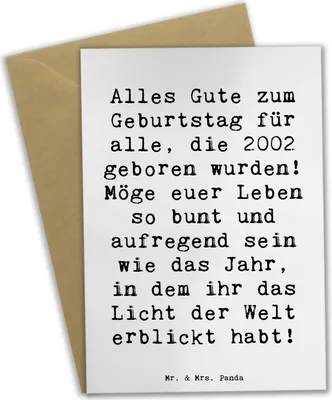 Produktbild von Mr. & Mrs. Panda Grußkarte Spruch 2002 Geburtstag - Weiß - Geschenk, Feier, geboren, weihnachtskarten, Geburtsjahr, einladungskarten, glückwunschkarten, Geburtstagsgruß