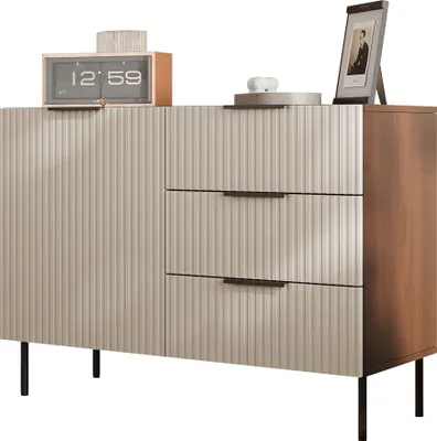 Produktbild von MIRJAN24 Sideboard Almera SR02, Stilvoll Wohnzimmer, Sideboard mit eins Drehtüren (Farbe: Nuss Warmia / Cashmere)