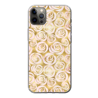 Produktbild von MuchoWow® Handyhülle Schutzhülle Hülle für iPhone 12 Pro Max Marmor - Gold - Rosen - Muster Silikon Softcase Handy Hülle - Hartschale