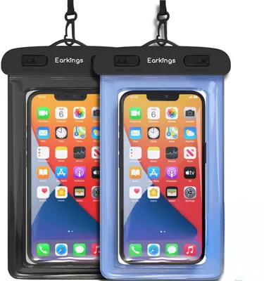 Produktbild von Unterwassertasche Handyhülle Trockenbeutel - 2er-Set - PVC - Schwarz und Dunkelblau - Für Schnorcheln und Schwimmen