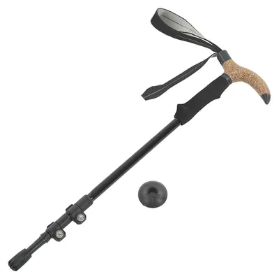 Obrázek produktu pro Turistická hůl, nastavitelná, teleskopická, pro venkovní použití, vycházková hůl, pro seniory, protiskluzová, sportovní vybavení, černá