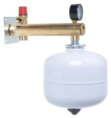 Image de Aqbau® Kit de vase d'expansion membranaire de 12 litres avec groupe de sécurité en laiton, pour eau potable, réservoir de compensation de pression, réservoir de compensation, couleur blanche