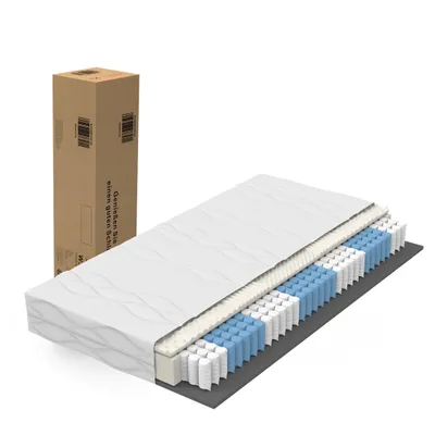 Zdjęcie produktu dla Materac ze sprężynami kieszeniowymi 90x200 cm, 7 stref, H3/H4, odczucie sprężyn kieszeniowych