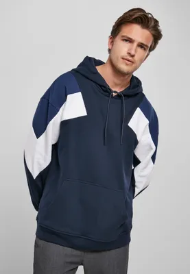 Image de Sweat à capuche pour homme Urban Classics Oversize 3-Tone Hoody midnightnavy/white/darkblue - XL