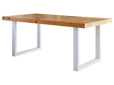 Produktbild von Furneo | Esstisch - Ausziehbarer Tisch - 180x90 cm - Klapptisch Esstisch - ausziehbar auf 280 cm - Eiche Wotan - mit weißen Beinen - Loft Tisch