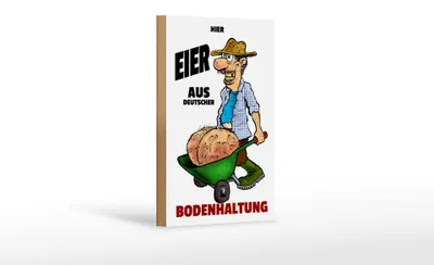 Produktbild von Holzschild Hinweis 12x18cm Hier Eier aus deuts. Bodenhaltung
