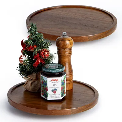 Produktbild von 2 drehbare Schubladenhalter (Lazy Susan), 25,4 cm, Akazienholz, Küchengewürzregal, drehbar