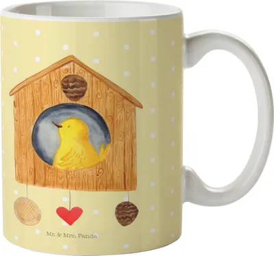 Produktbild von Mr. & Mrs. Panda Plastikbecher Vogelhaus Home - Gelb Pastell - Geschenk, Haus, Sweet, Mehrwegbecher, Pott, Vogel, Trinklernbecher, Kindertrinkbecher, Lustige Sprüche