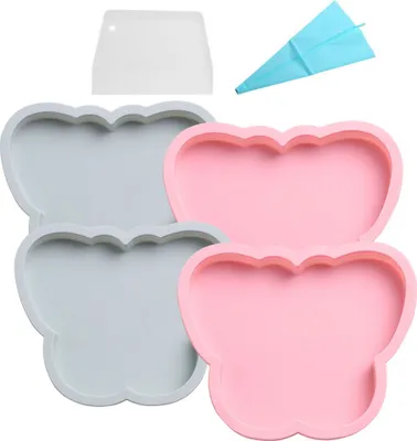Image de Set de 4 Moules à Gâteau en Silicone,18cm Moules à Gâteau à Couche pour la Cuisson à la Maison, Moules à Gâteau Arc-en-ciel Pour Fête d'Anniversaire, Anniversaire (Papillon)