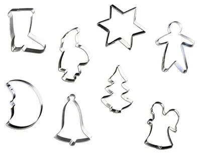 Immagine prodotto di Set di 8 formine LARES - Mix natalizio - 10-14 cm - in lamiera resistente - per biscotti, pasticcini e panpepato