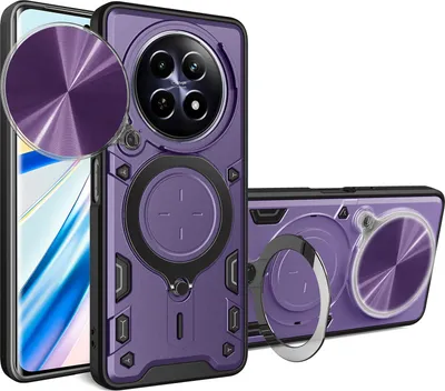 Obrázek produktu pro Pouzdro pro Realme 12 dvojvrstvé odolné pouzdro s ochranným krytem kamery a kruhovým stojánkem na prsten Fialová