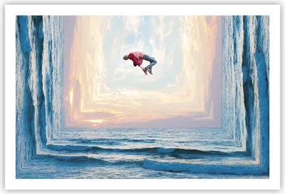 Produktbild von Poster - Poster ohne Rahmen - Sprung Freiheit Surrealismus - 91,5x61 cm - Wand Bild - Wanddeko - Wandbilder - Kunstposter - Wandposter - Bilder - Kunstdruck - Wanddekoration - Wandbild P2XAA91x61-4861