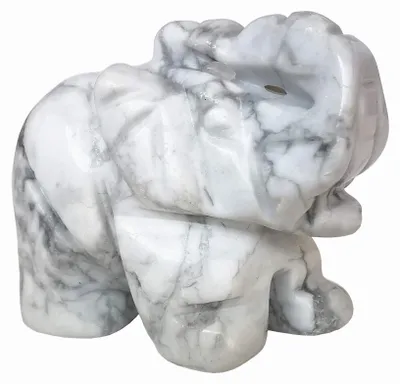 Elefantfigur aus Howlith-Türkis, 38 mm, Kristalldekor