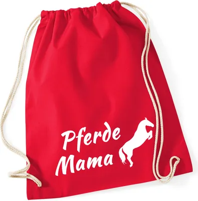 Produktbild von Huuraa Turnbeutel Pferdemama Silhouette 12 Liter Classic Red Baumwolle Rucksack Geschenkidee