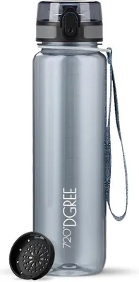 Produktbild von Famanu Trinkflasche mit Fruchteinsatz - 1000ml, BPA-frei, grau