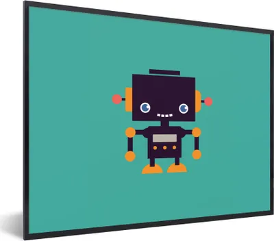 Produktbild von MuchoWow® Gerahmtes Poster Roboter - Gesicht - Antenne - Blau - Jungen 40x30 cm - Poster mit Schwarzem Bilderrahmen Wandposter Rahmen Foto Bilder - Kunstposter - Wanddekorationen