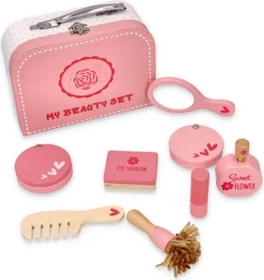 Produktbild von Lelin Lernspielzeug 50152 Holzspielzeug Beauty Set im Koffer 9-teilig