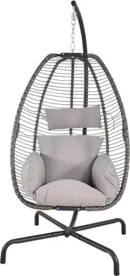 Produktbild von Hängesessel Rope - Ø128x208 cm - Stahl - Dunkelgraues Korbgeflecht & Seil
