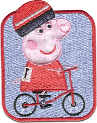 Produktbild von Peppa Wutz © Fahrrad - Aufnäher, Bügelbild, Aufbügler, Applikationen, Patches, Flicken, Zum Aufbügeln, Größe: 5,8 x 7,4 cm
