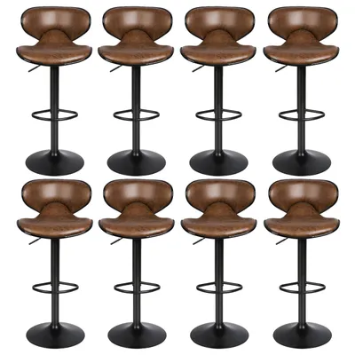 Produktbild von 8er Set Barhocker 360° drehbar höhenverstellbar gepolsterter Barstuhl mit Rückenlehne und Fußstütze