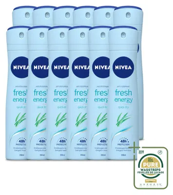 Obrázek produktu pro 12 kusů deodorantu Nivea Fresh Energy ve spreji, objem 150 ml – balení