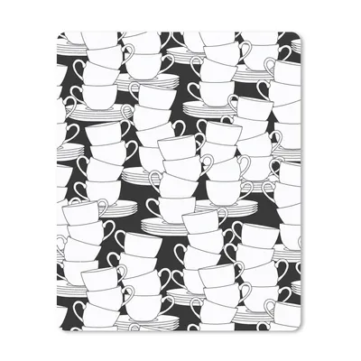 Produktbild von MuchoWow® Mauspad Mousepad Muster - Schwarz und Weiß - Tassen - Tee 19x23 cm - Mousepads - Maus Mat - Pad - Mausunterlage - Mauspads - Spielen