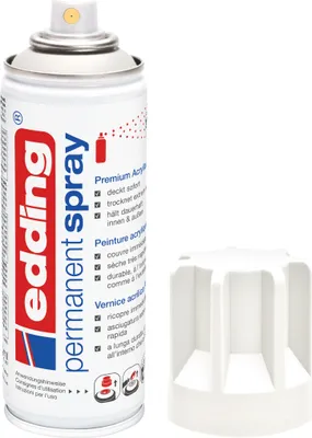 Produktbild von edding 5200 Permanent Spray - verkehrsweiß matt - 200 ml - Acryllack zum Lackieren und Dekorieren von Glas, Metall, Holz, Keramik, Kunststoff, Leinwand - Lackspray, Acrylspray, Farbspray