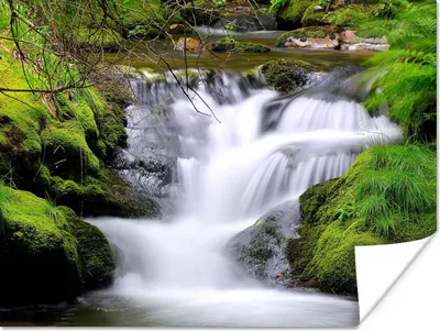 Produktbild von MuchoWow® Poster Wasser - Natur - Wasserfall 120x90 cm - Wandbild
