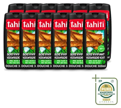 Obrázek produktu pro 12 kusů sprchového gelu Tahiti, osvěžující dřevitá vůně, objem 300 ml, balení