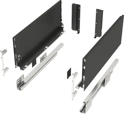 Immagine prodotto di Sistema di spondine JUNKER SLIM antracite Altezza: 167 mm Profondità: 350 mm Portata fino a 40 kg Sistema di spondine con chiusura ammortizzata e spondine sottili da 13 mm