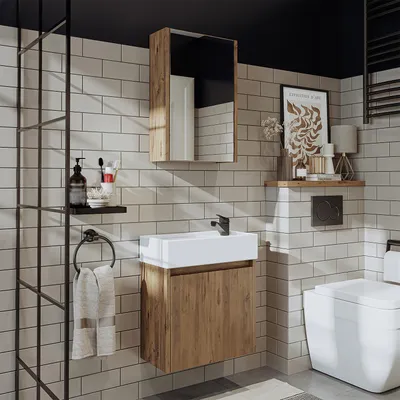 Produktbild von Roomart MINI-50 Badmöbel-Set 3-teilig 49 cm breit, Eiche