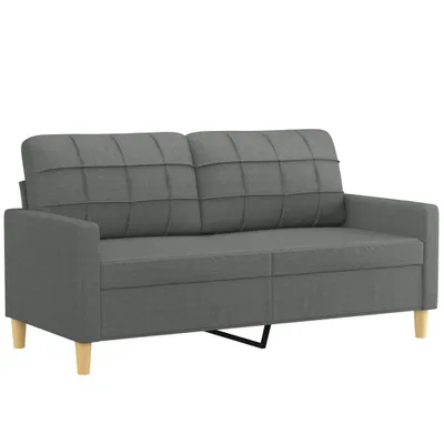 Immagine prodotto di divano a 2 posti con cuscini decorativi in tessuto grigio scuro 140 cm