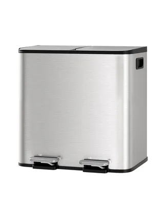 Image de Poubelle Double 2 x 15 L Acier Inoxydable avec Pédale, Tri Sélectif