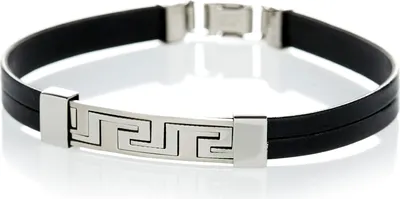 Produktbild von Karisma Immitat Leder Armband - Grieschiche Edelstahl Platte Silber Farbe - SB7418-A - 19.0 Zentimeter