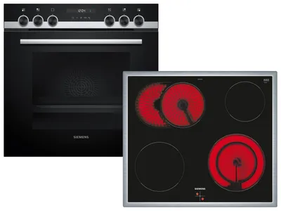 Produktbild von Siemens HE517BBS3 + EA64RGNA1E, Keramik, 4 Zone(n), Glaskeramik, Schwarz, Berührung, 58,3 cm